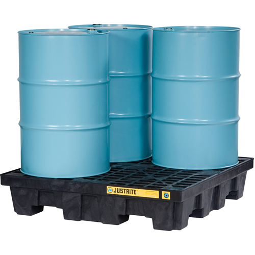 Palettes pour contr&ocirc;le des d&eacute;versements EcoPolyBlend avec drain, Capacit&eacute; de d&eacute;versement 73 gal. US, 49" x 49" x 10,3" Absolute Business Supply