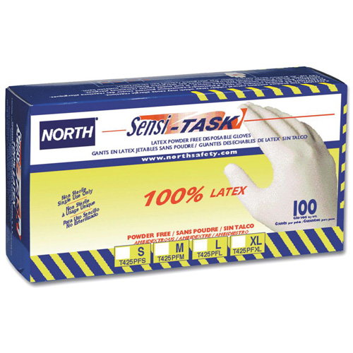 Sensi-Task Disposable Gloves, Large, Latex, 5-mil, Powder-Free, White Absolute Business Supply