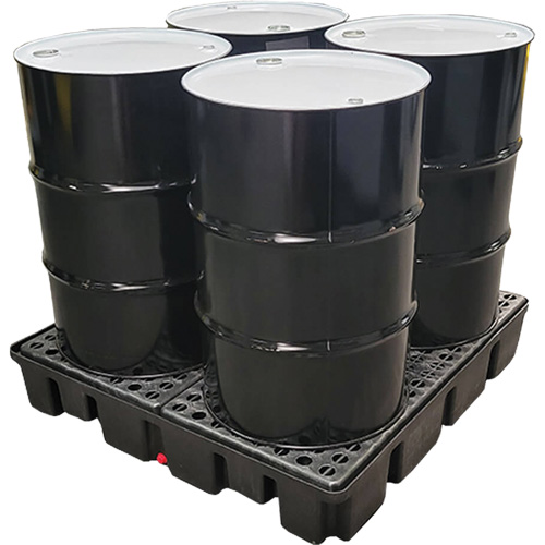 Palette emboîtable sans drain pour contr&ocirc;le des d&eacute;versements, Capacit&eacute; de d&eacute;versement 66 gal. US, 49" x 49" x 10,5" Absolute Business Supply