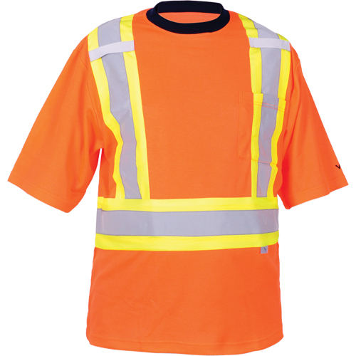 T-shirt de s&eacute;curit&eacute;, Polyester, Moyen, Orange haute visibilit&eacute; Absolute Business Supply
