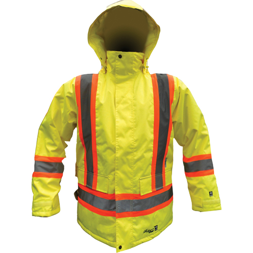 Safety Parka, High Visibility Lime-Yellow, Small Absolute Business Supply