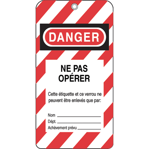 Lockout Tags, Plastic, 3" W x 5-3/4" H, French Absolute Business Supply
