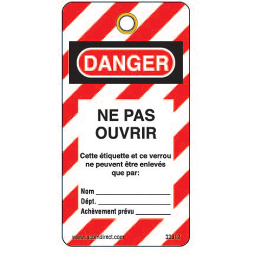 Lockout Tags, Plastic, 3" W x 5-3/4" H, French Absolute Business Supply