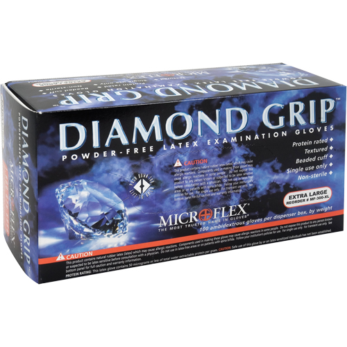 Diamond Grip Examination Gloves, X-Large, Latex, 8-mil, Powder-Free, Natural, Class 2 Absolute Business Supply