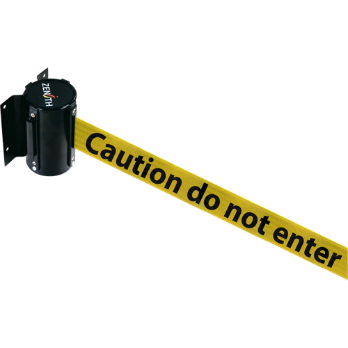 Barri&egrave;re &agrave; fixation murale, Acier, Fixation par vis, 7', Ruban Noir/Jaune Absolute Business Supply