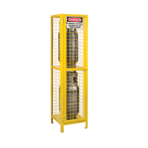 Gas Cylinder Cabinets, 2 Cylinder Capacity, 17" W x 17" D x 69" H, Yellow Absolute Business Supply