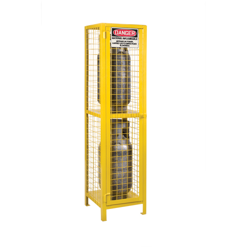 Gas Cylinder Cabinets, 2 Cylinder Capacity, 17" W x 17" D x 69" H, Yellow Absolute Business Supply