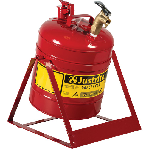 Bidon avec robinet s&eacute;curitaires pour laboratoires, Type I, Acier, 5 gal. US, Rouge, Homologu&eacute; FM Absolute Business Supply