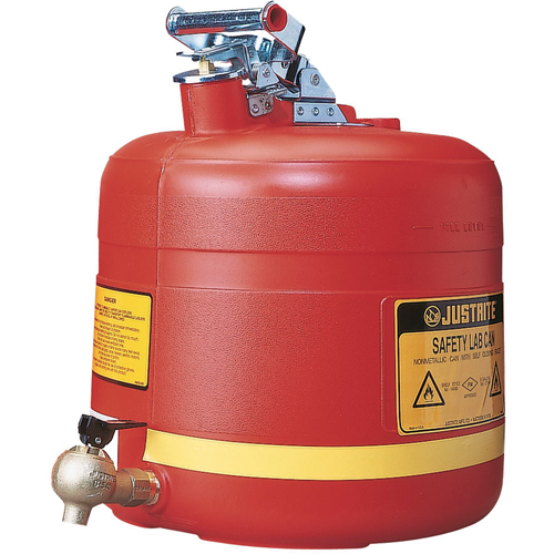 Bidon avec robinet s&eacute;curitaires pour laboratoires, Type I, Acier, 5 gal. US, Rouge, Homologu&eacute; FM Absolute Business Supply