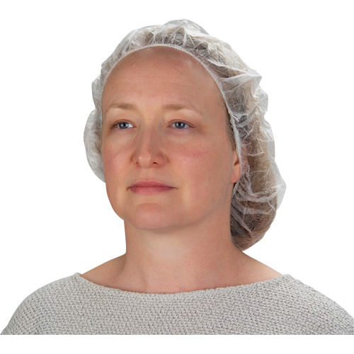 Non-Woven Bouffant Caps, Polypropylene, 21"/Large, White Absolute Business Supply