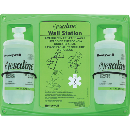 Support mural pour solution saline de douche oculaire, Double Absolute Business Supply