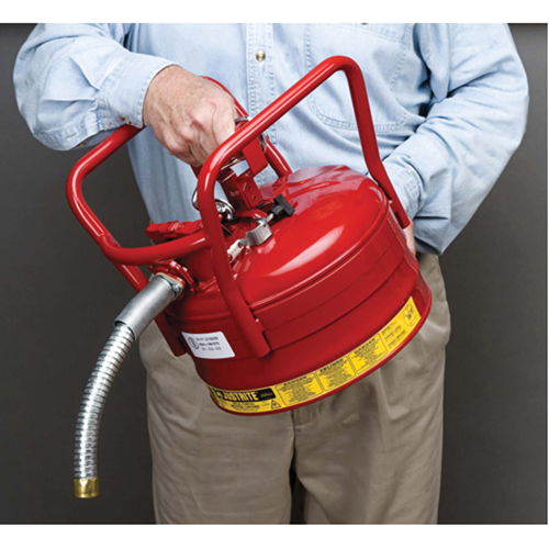 D.O.T. AccuFlow Safety Cans, Type II, Steel, 2.5 US gal., Red, FM Approved Absolute Business Supply