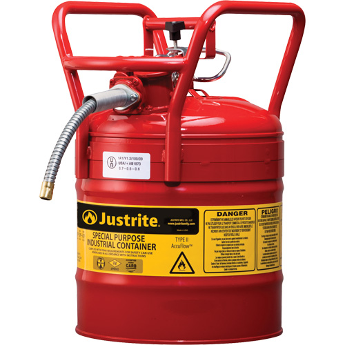 D.O.T. AccuFlow Safety Cans, Type II, Steel, 5 US gal., Red, FM Approved Absolute Business Supply