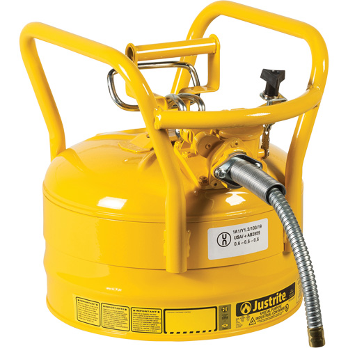 D.O.T. AccuFlow Safety Cans, Type II, Steel, 2.5 US gal., Yellow, FM Approved Absolute Business Supply