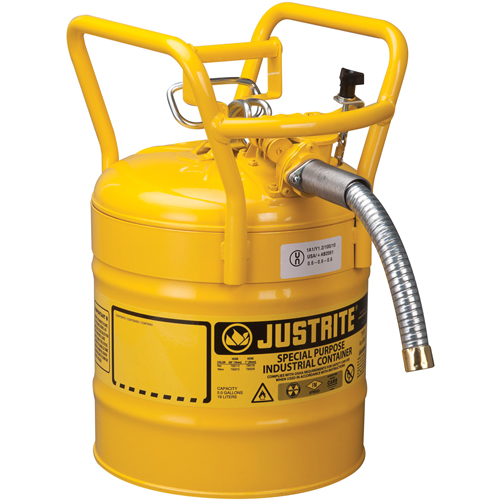 Bidons s&eacute;curitaires D.O.T. de AccuFlow, Type II, Acier, 5 gal. US, Jaune, Homologu&eacute; FM Absolute Business Supply