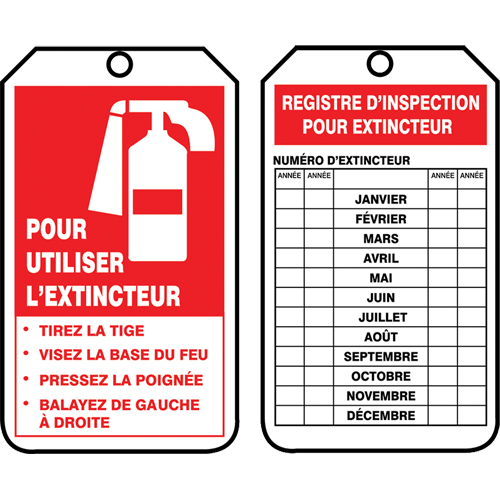 &eacute;tiquettes de s&eacute;curit&eacute; d'inspection et de contr&ocirc;le de l'&eacute;tat de l'&eacute;quipement, Papier cartonn&eacute;, 3-1/8" la x 5-7/8" h, Français Absolute Business Supply