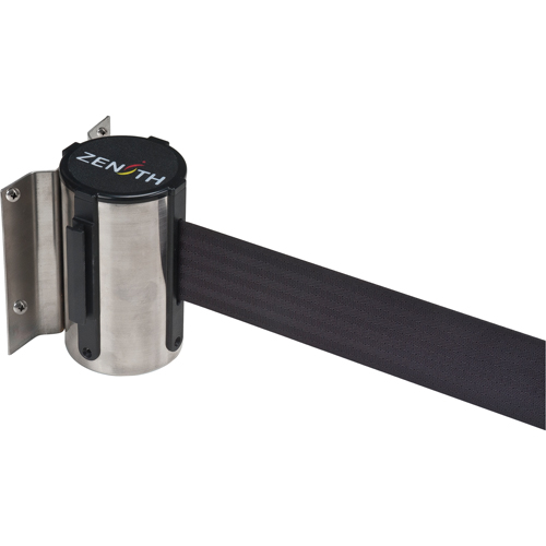 Barri&egrave;re &agrave; fixation murale, Acier, Fixation par vis, 12', Ruban Noir Absolute Business Supply