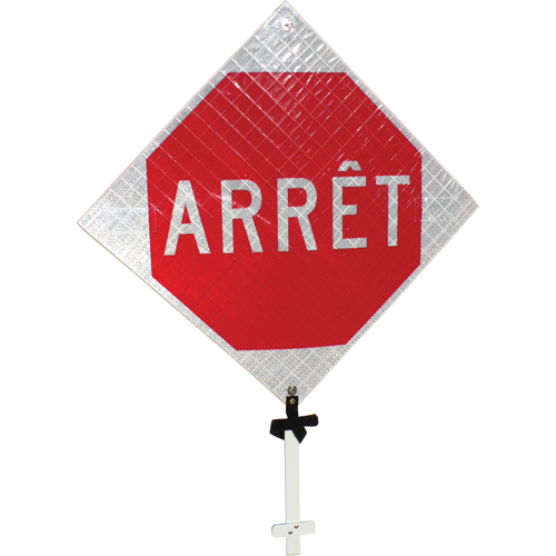 Enseigne sur poteau  Arr&ecirc;t , 24" x 24", Aluminium, Français Absolute Business Supply