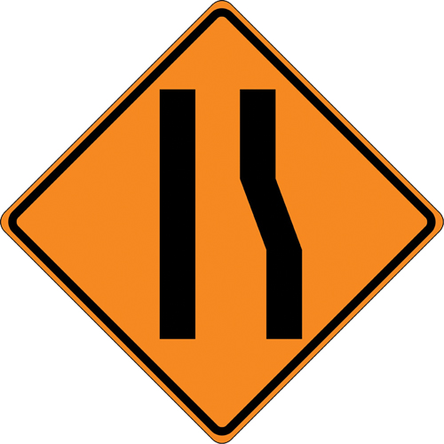 Tilt-Adjust Merge Left Roll-Up Construction Sign, 36" x 36", Vinyl, Pictogram Absolute Business Supply