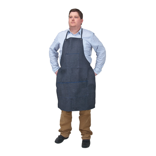 Tablier, Coton, 38" lo x 28" la, Bleu Absolute Business Supply