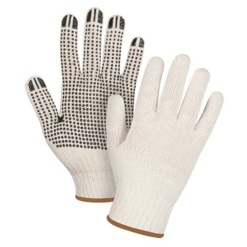 Lightweight Dotted String Knit Gloves, Poly/Cotton, Single Sided, 7 Gauge, Large Absolute Business Supply