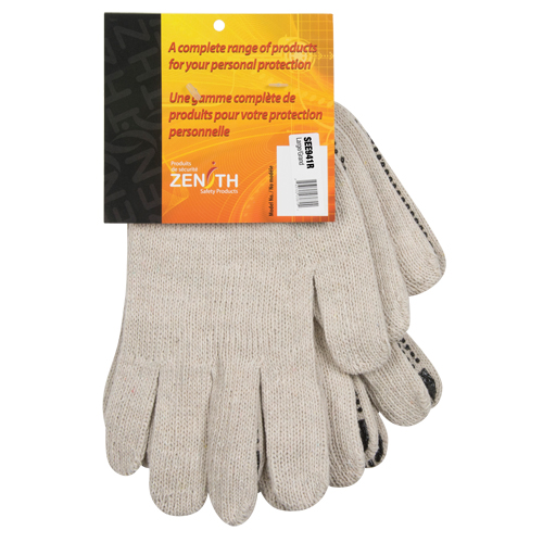 Heavyweight Dotted String Knit Gloves, Poly/Cotton, Single Sided, 7 Gauge, Large Absolute Business Supply