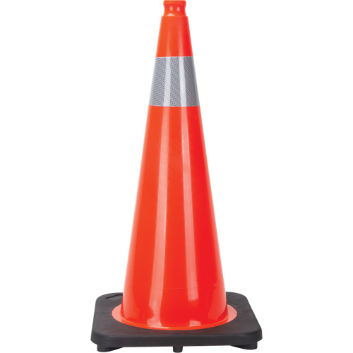 C&ocirc;ne de signalisation, 28", Orange, Bande(s) r&eacute;fl&eacute;chissante(s) 4" Absolute Business Supply