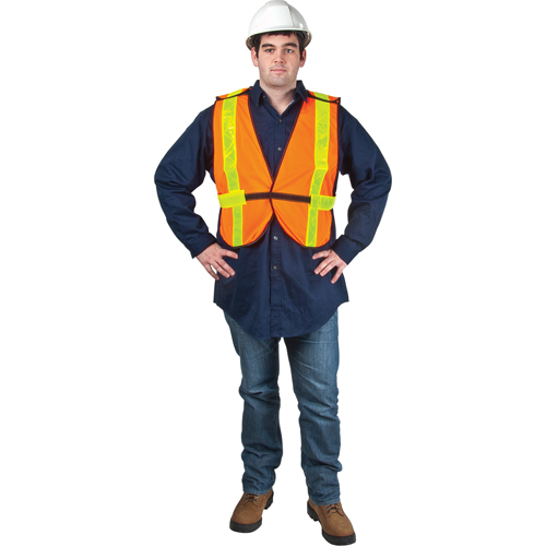 Standard-Duty Safety Vest, High Visibility Orange, Medium, Polyester Absolute Business Supply