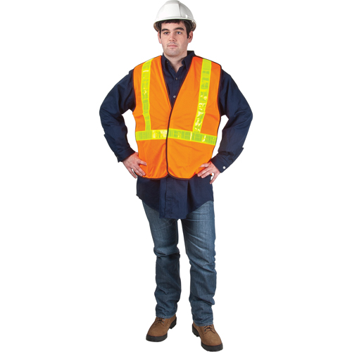 Veste de s&eacute;curit&eacute; pour la circulation d&eacute;tachable en cinq points, Orange haute visibilit&eacute;, Moyen, Polyester Absolute Business Supply