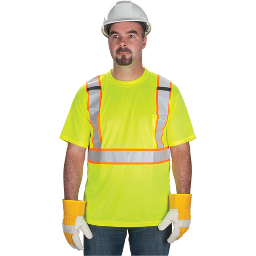 T-shirt conforme &agrave; la CSA, Polyester, Grand, Jaune lime haute visibilit&eacute; Absolute Business Supply