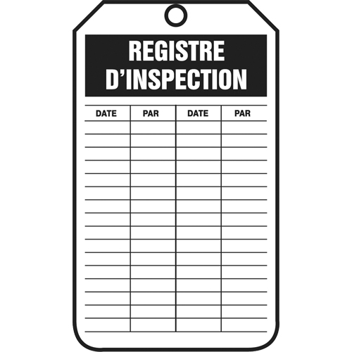 &eacute;tiquettes de s&eacute;curit&eacute; d'inspection et de contr&ocirc;le de l'&eacute;tat de l'&eacute;quipement, Papier cartonn&eacute;, 3-1/8" la x 5-7/8" h, Français Absolute Business Supply