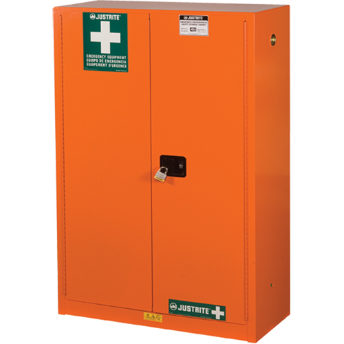 Armoires de rangement pour pr&eacute;paration aux situations d'urgence, Acier, 4 Tablettes, 65" h x 43" la x 18" P, Orange Absolute Business Supply