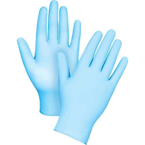 Gants tactiles jetables de calibre m&eacute;dical, Petit, Nitrile/vinyle, 4,5 mils, Sans poudre, Bleu, Classe 2 Absolute Business Supply