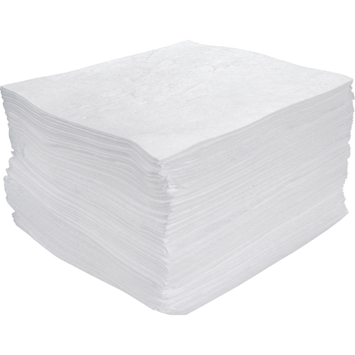 Feuilles absorbantes souffl&eacute;es de premi&egrave;re qualit&eacute;, Huile seulement, 15" x 17", 30 gal. d'absorption Absolute Business Supply