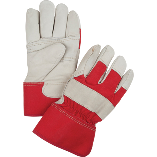 Red & White Winter-Lined Fitters Gloves, Large, Grain Cowhide Palm, Boa Inner Lining Absolute Business Supply