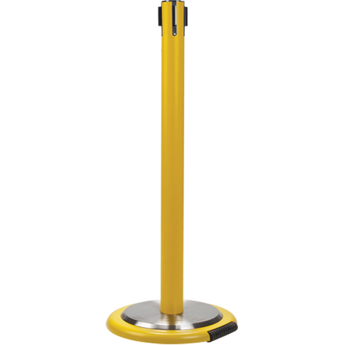 Poteau r&eacute;cepteur pour barri&egrave;res sur pieds pour le contr&ocirc;le des foules avec roues, Hauteur de 35", Jaune Absolute Business Supply