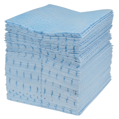 Premium Blue Bonded Sorbent Pads, Oil Only, 15" x 17", 15 gal. Absorbancy Absolute Business Supply