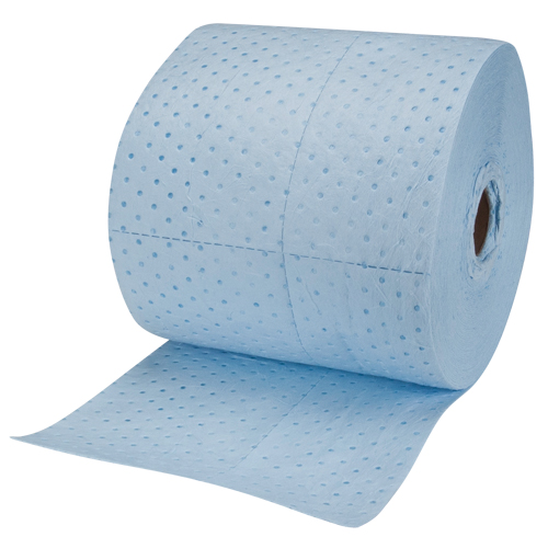 Rouleaux absorbants li&eacute;s bleus de premi&egrave;re qualit&eacute;, Lourd, 150' lo x 15" la, Absorption 25 gal. Absolute Business Supply