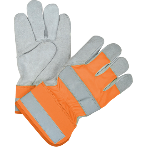 Premium Quality High Visibility Fitters Gloves, Large, Split Cowhide Palm, Cotton Inner Lining Absolute Business Supply