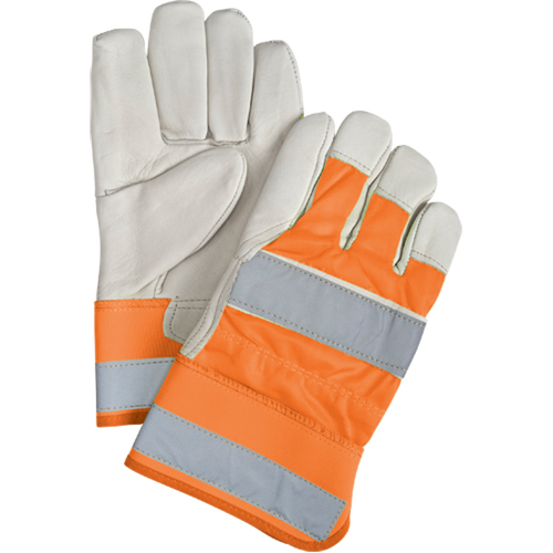 Gants d'ajusteur &agrave; chaleur sup&eacute;rieure orange haute visibilit&eacute;, Grand, Paume en Cuir fleur de vache, Doublure en Thinsulate Absolute Business Supply
