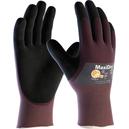 MaxiDry&reg; Gloves, Medium, Foam Nitrile Coating, 18 Gauge, Nylon Shell Absolute Business Supply