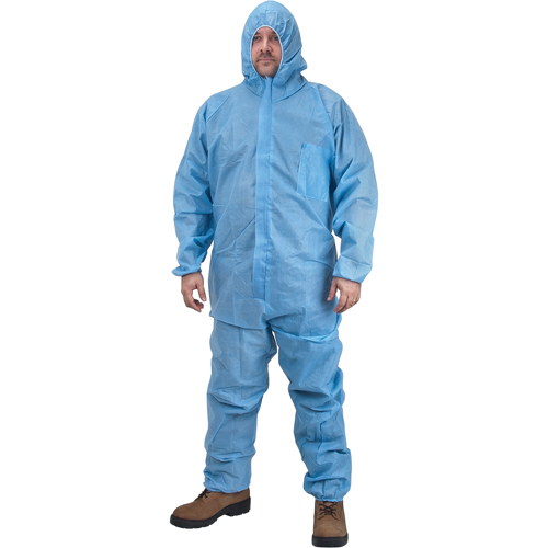 Premium Hooded Coveralls, Medium, Blue, Polypropylene Absolute Business Supply