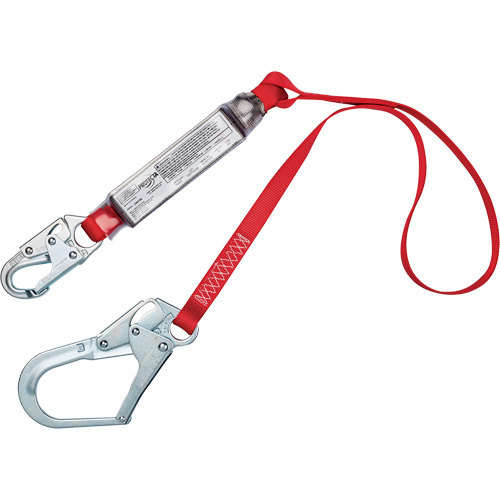 Shock-Absorbing Lanyard, 4', Snap Hook Center, Rebar Hook Leg Ends, Polyester Absolute Business Supply