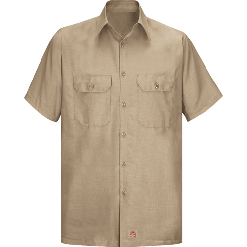 Short Sleeve Ripstop Shirt, Men's, Large (Tall), Khaki Absolute Business Supply