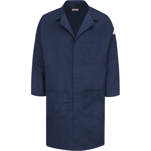 Excel FR&reg; ComforTouch&reg; Lab Coat, Cotton, Large, Navy Blue Absolute Business Supply