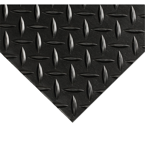 Tapis Diamond-Plate pour tableau de contr&ocirc;le no 701, 3' la x 20' lo, 1/4" &eacute;paisseur, Noir, PVC Absolute Business Supply