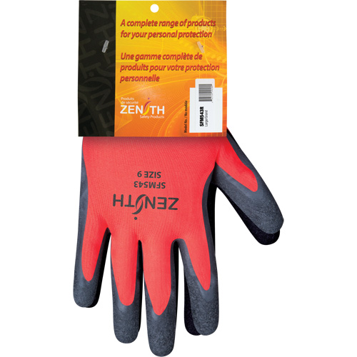 Gants enduits de latex de caoutchouc naturel, 9, R&ecirc;vetement Latex de caoutchouc, Calibre 13, Enveloppe en Polyester Absolute Business Supply