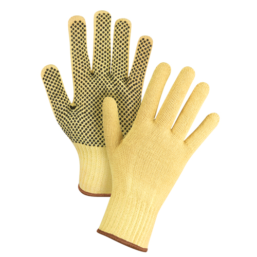 Gants tricot&eacute;s sans couture &agrave; pois, Taille Grand/9, Calibre 7, Rev&ecirc;tement PVC, Enveloppe en Kevlar, ASTM ANSI niveau A2/EN 388 niveau 3 Absolute Business Supply