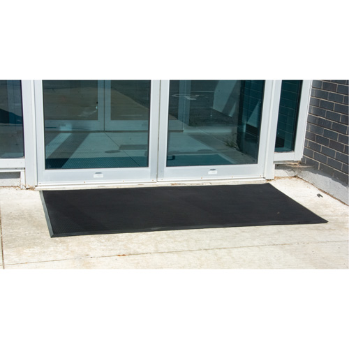 Outdoor Entrance Matting, Rubber, Scraper Type, Textured Pattern, 2' x 2-2/3', Black Absolute Business Supply