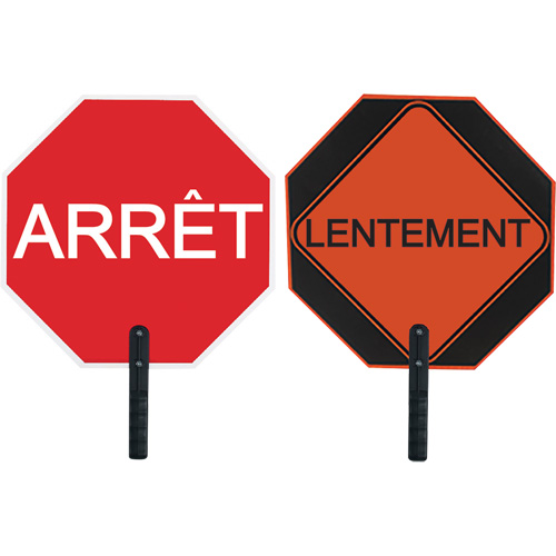 Double-Sided "Arr&ecirc;t/Lentement" Traffic Control Sign, Aluminum, Bolt-On Absolute Business Supply